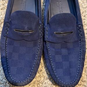 Louis Vuitton Navy Suede Loafers